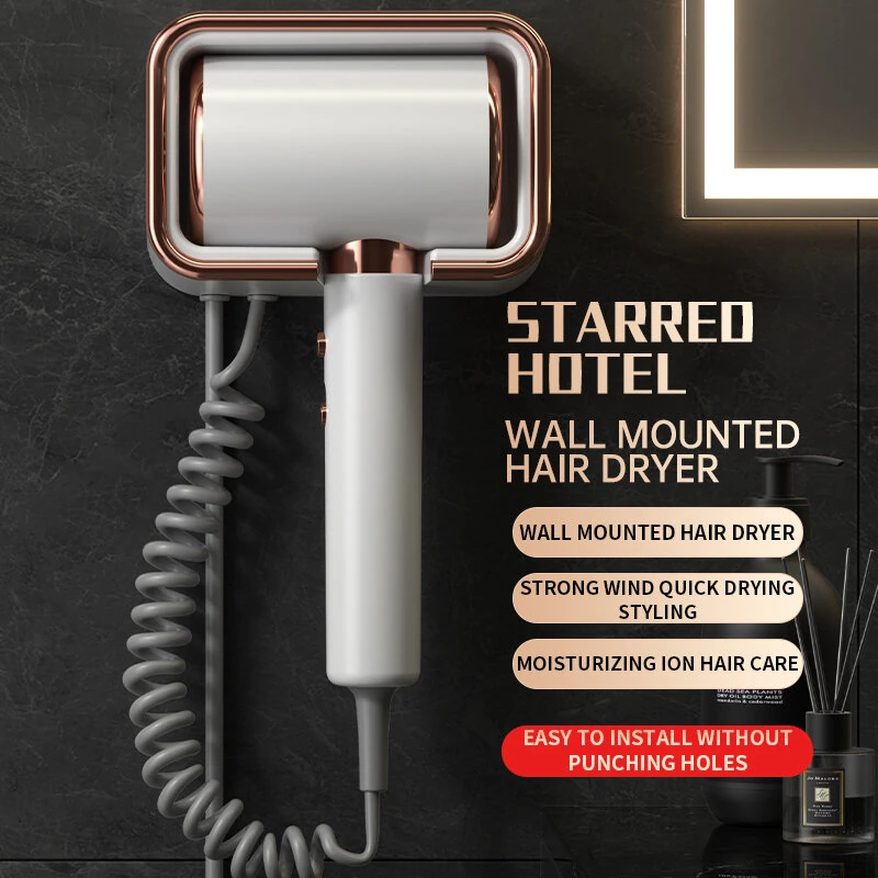 (image for) 2000W Powerful Ionic Wall-mounted Hair Dryer with Constant Temperature No Damage Hotel Hair Styling 3 Levels